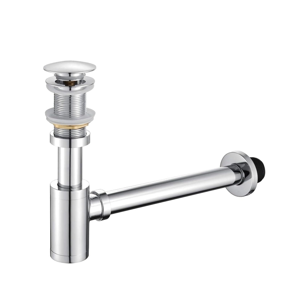 Fossa 304 Stainless Steel Bottle Trap Set with Waste Outlet Pipe for Bathroom Wash Basin/Kitchen Sink (Bottle Trap with Coupling) (Silver)