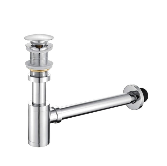 Fossa 304 Stainless Steel Bottle Trap Set with Waste Outlet Pipe for Bathroom Wash Basin/Kitchen Sink (Bottle Trap with Coupling) (Silver)