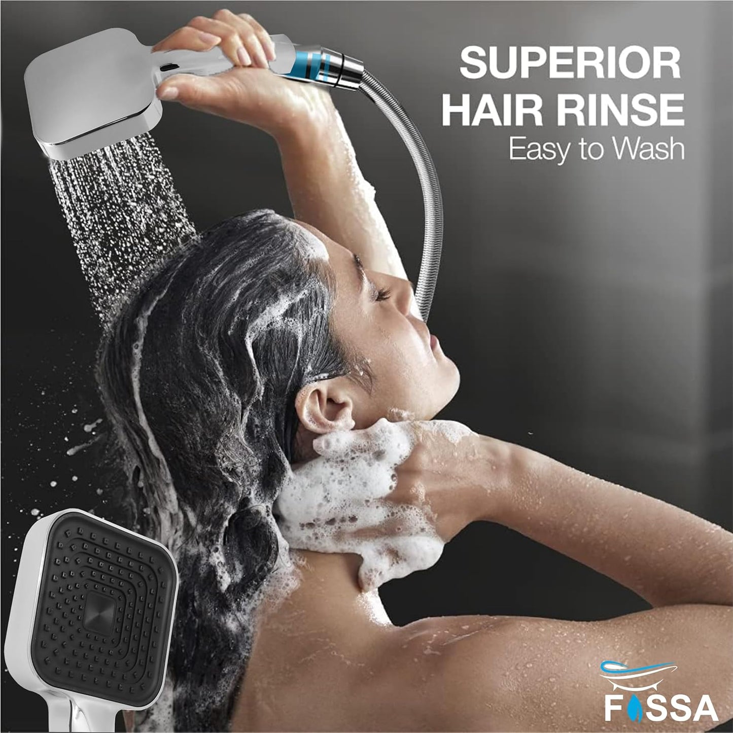 Fossa Alpha Wave Hand Shower – Handheld Shower Head with 2 Spray Modes, ABS Body, | Chrome Finish for Modern Bathrooms only hand shower
