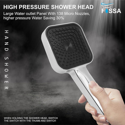 Fossa Alpha Wave Hand Shower – Handheld Shower Head with 2 Spray Modes, ABS Body, | Chrome Finish for Modern Bathrooms only hand shower